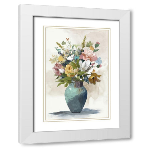 Charming Bouquet White Modern Wood Framed Art Print with Double Matting by Jacob Q