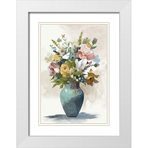 Charming Bouquet White Modern Wood Framed Art Print with Double Matting by Jacob Q
