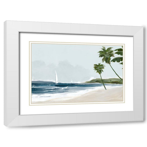 Secluded Palm Beach White Modern Wood Framed Art Print with Double Matting by Jacob Q