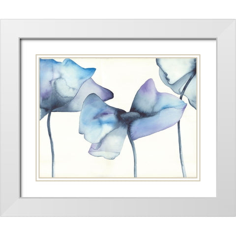 Blue Poppy I White Modern Wood Framed Art Print with Double Matting by Hendrick, Cathy