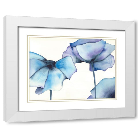 Blue Poppy II White Modern Wood Framed Art Print with Double Matting by Hendrick, Cathy