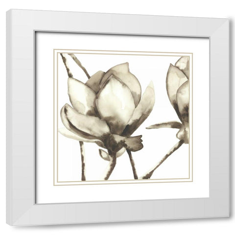 Magnolia I White Modern Wood Framed Art Print with Double Matting by Hendrick, Cathy