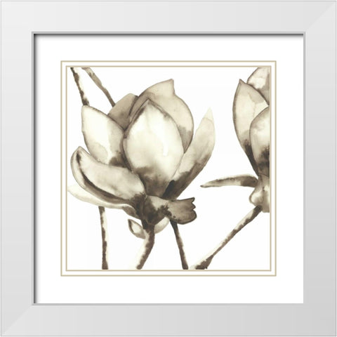 Magnolia I White Modern Wood Framed Art Print with Double Matting by Hendrick, Cathy