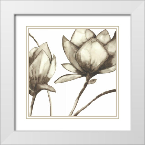 Magnolia II White Modern Wood Framed Art Print with Double Matting by Hendrick, Cathy