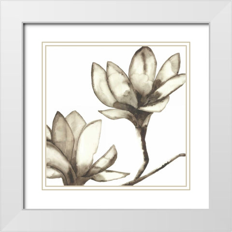 Magnolia III White Modern Wood Framed Art Print with Double Matting by Hendrick, Cathy