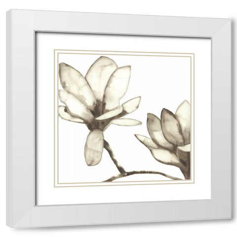 Magnolia IV  White Modern Wood Framed Art Print with Double Matting by Hendrick, Cathy