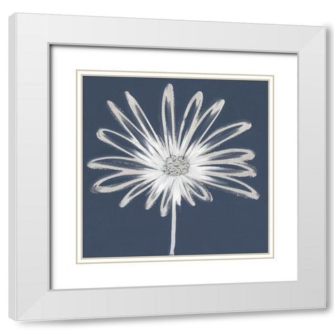 Silver Blooms II White Modern Wood Framed Art Print with Double Matting by Hendrick, Cathy