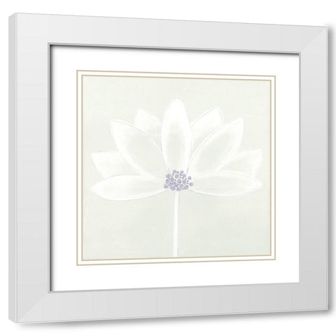 Lotus I White Modern Wood Framed Art Print with Double Matting by Hendrick, Cathy