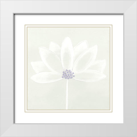 Lotus I White Modern Wood Framed Art Print with Double Matting by Hendrick, Cathy