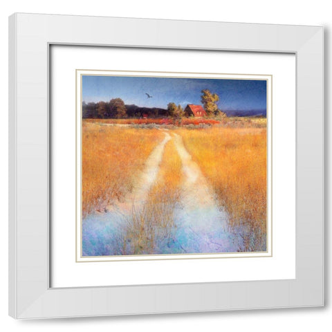 Yellow Road White Modern Wood Framed Art Print with Double Matting by Vest, Chris