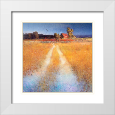 Yellow Road White Modern Wood Framed Art Print with Double Matting by Vest, Chris