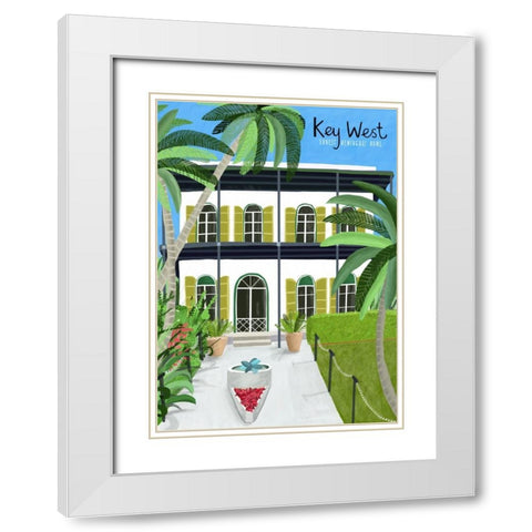 Key West Hemingway White Modern Wood Framed Art Print with Double Matting by Day, Carla