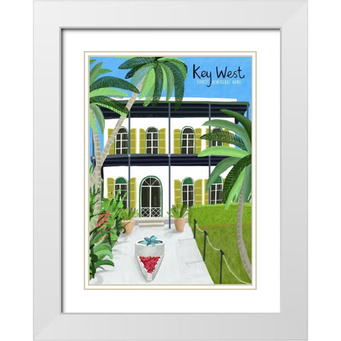 Key West Hemingway White Modern Wood Framed Art Print with Double Matting by Day, Carla
