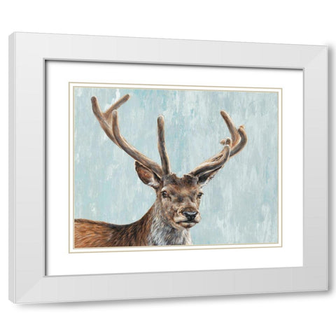 Reindeer  White Modern Wood Framed Art Print with Double Matting by Perejogina, Dina