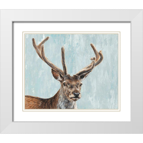 Reindeer  White Modern Wood Framed Art Print with Double Matting by Perejogina, Dina