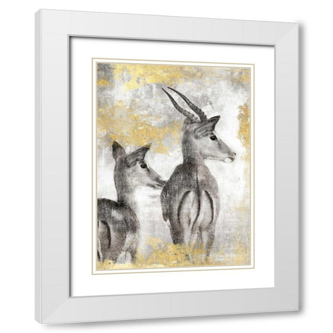 Antelope White Modern Wood Framed Art Print with Double Matting by Peregojina, Dina