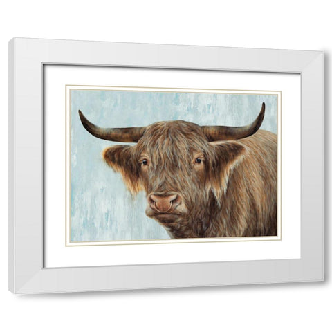 Bull White Modern Wood Framed Art Print with Double Matting by Perejogina, Dina