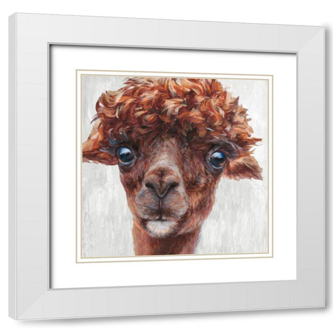Alpaca I White Modern Wood Framed Art Print with Double Matting by Perejogina, Dina
