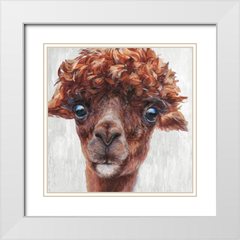 Alpaca I White Modern Wood Framed Art Print with Double Matting by Perejogina, Dina