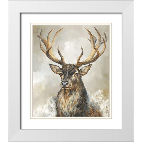 Deer Hart  White Modern Wood Framed Art Print with Double Matting by Perejogina, Dina