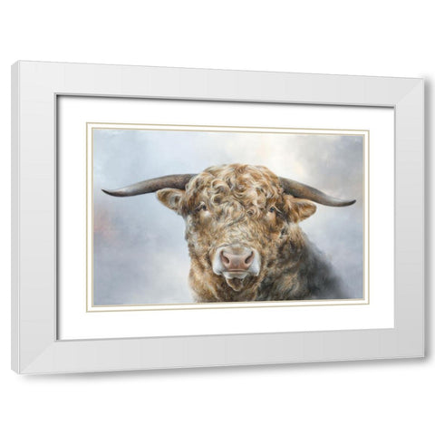 Mighty Bull White Modern Wood Framed Art Print with Double Matting by Perejogina, Dina