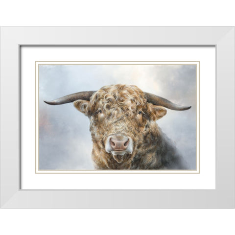 Mighty Bull White Modern Wood Framed Art Print with Double Matting by Perejogina, Dina