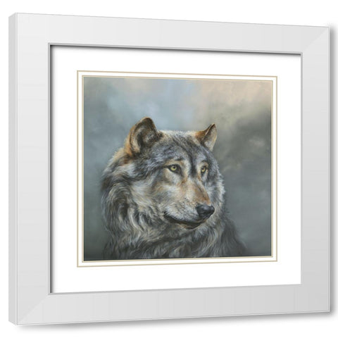 Wistful Wolf White Modern Wood Framed Art Print with Double Matting by Perejogina, Dina
