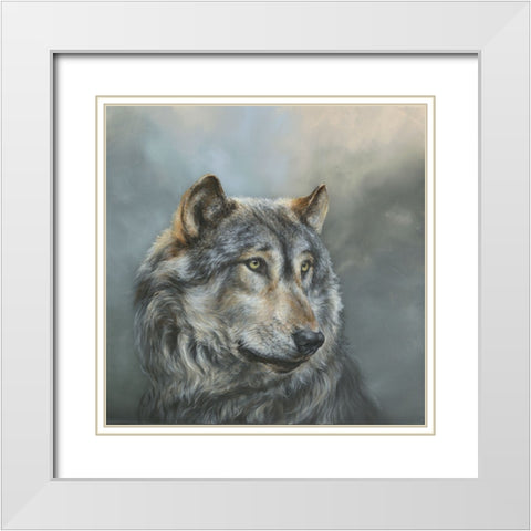 Wistful Wolf White Modern Wood Framed Art Print with Double Matting by Perejogina, Dina