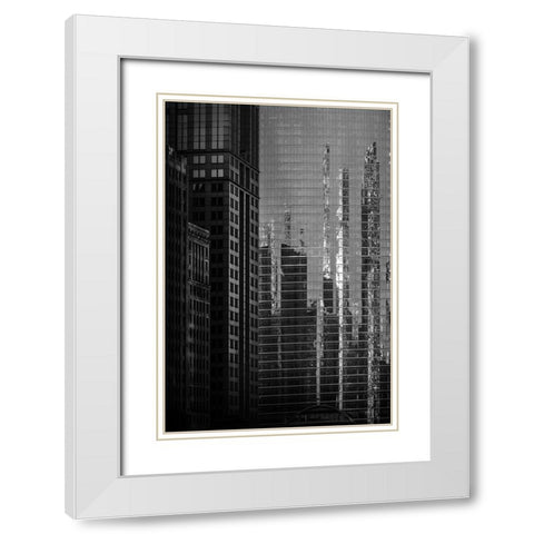 Chicago Reflections  White Modern Wood Framed Art Print with Double Matting by Kirshner, Dmitry