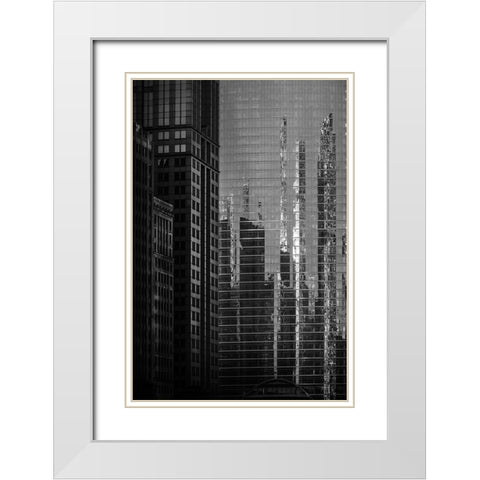 Chicago Reflections  White Modern Wood Framed Art Print with Double Matting by Kirshner, Dmitry