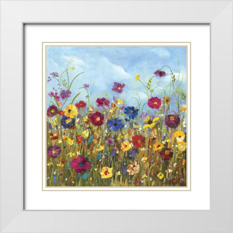 Sunshine Meadow II White Modern Wood Framed Art Print with Double Matting by Dolce, Carmen