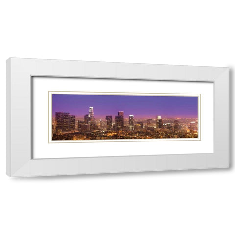 Purple LA Sunset White Modern Wood Framed Art Print with Double Matting by Stein, Daniel