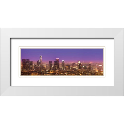 Purple LA Sunset White Modern Wood Framed Art Print with Double Matting by Stein, Daniel
