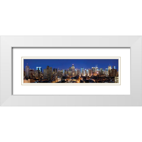 NYC Times Square West White Modern Wood Framed Art Print with Double Matting by Stein, Daniel