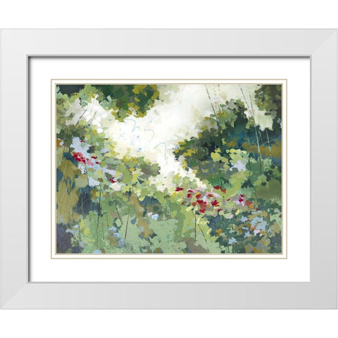 Lush Wildflower Garden  White Modern Wood Framed Art Print with Double Matting by Riger, Sue