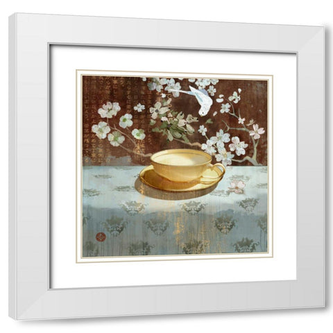 Regency Tea Cup White Modern Wood Framed Art Print with Double Matting by Evelia Designs