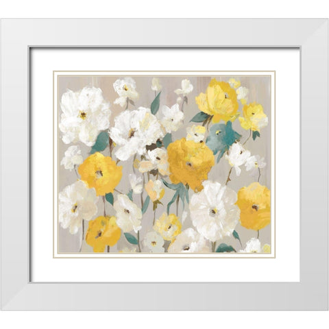 Yellow Bouquet  White Modern Wood Framed Art Print with Double Matting by K, Ella