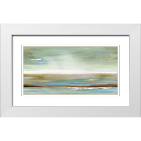 Abstracted Layers White Modern Wood Framed Art Print with Double Matting by Lera