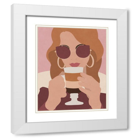 In the Cafe  White Modern Wood Framed Art Print with Double Matting by Leonard, Sarah