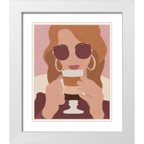 In the Cafe  White Modern Wood Framed Art Print with Double Matting by Leonard, Sarah