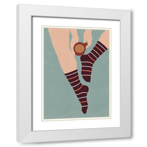 So Cozy White Modern Wood Framed Art Print with Double Matting by Leonard, Sarah