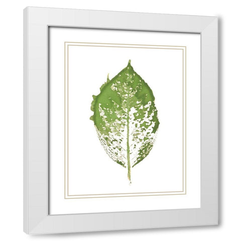 Beginning In Blue VII - Green Version  White Modern Wood Framed Art Print with Double Matting by Evans, Amy