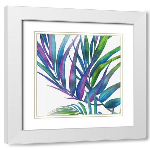 Colorful Leaves I White Modern Wood Framed Art Print with Double Matting by Watts, Eva