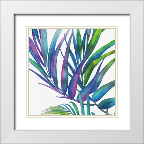 Colorful Leaves I White Modern Wood Framed Art Print with Double Matting by Watts, Eva