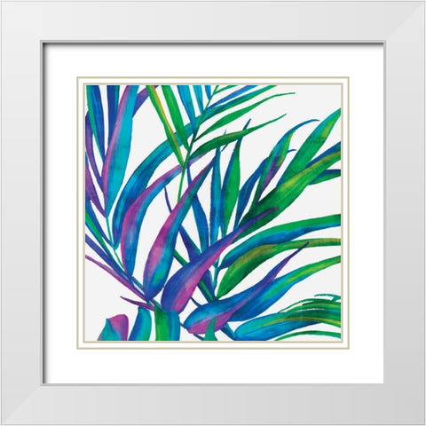 Colorful Leaves II White Modern Wood Framed Art Print with Double Matting by Watts, Eva