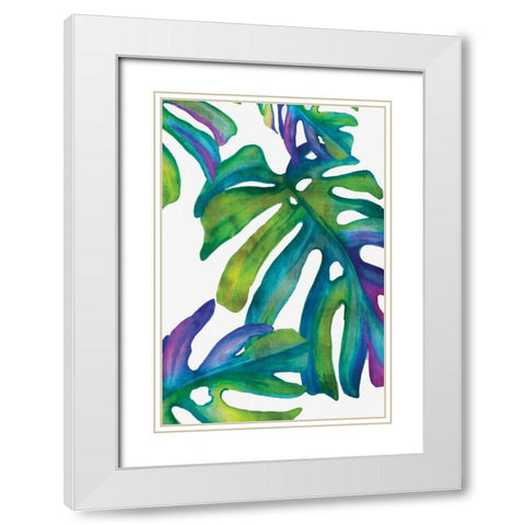 Colorful Leaves IV White Modern Wood Framed Art Print with Double Matting by Watts, Eva