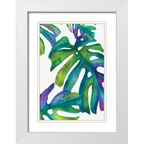 Colorful Leaves IV White Modern Wood Framed Art Print with Double Matting by Watts, Eva