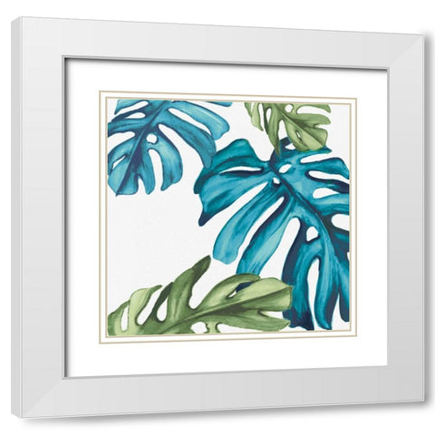 Palm Leaves I White Modern Wood Framed Art Print with Double Matting by Watts, Eva