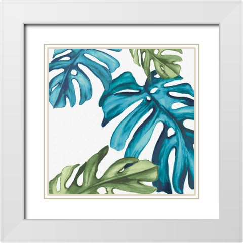 Palm Leaves I White Modern Wood Framed Art Print with Double Matting by Watts, Eva