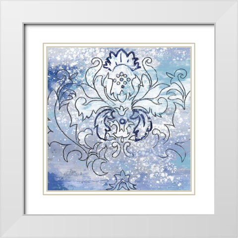 Blue Ex II White Modern Wood Framed Art Print with Double Matting by Watts, Eva